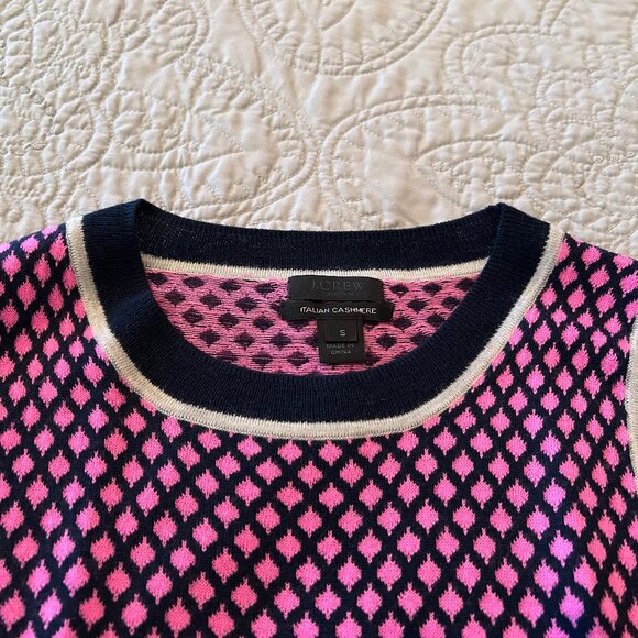 J. Crew Collection Italian Cashmere Cardigan Navy /Pink Women’s Sz Small - Picture 5 of 5